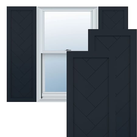 PVC Single Panel Herringbone Modern Style Fixed Mount Shutters Starless Night Blue, 15W X 61H